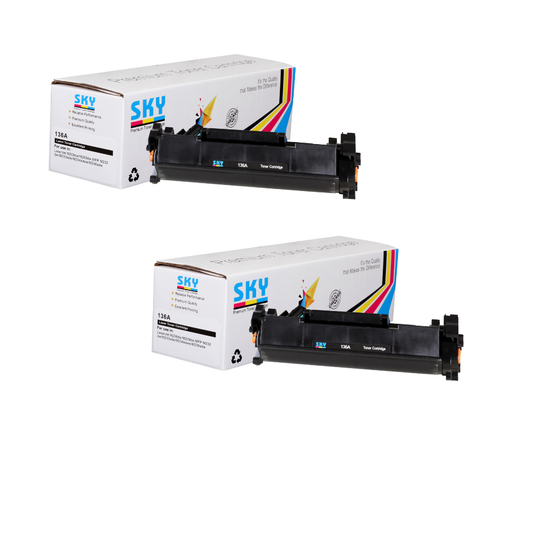 SKY 2PCS 136A  Toner Cartridge for HP Laserjet M211, MF236 Printers 1150 pages