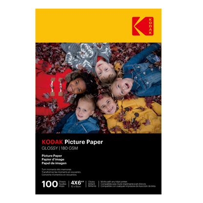 Kodak Picture Paper  Glossy  180 gsm  4R - 4 x 6 "  Size x 100 Sheets