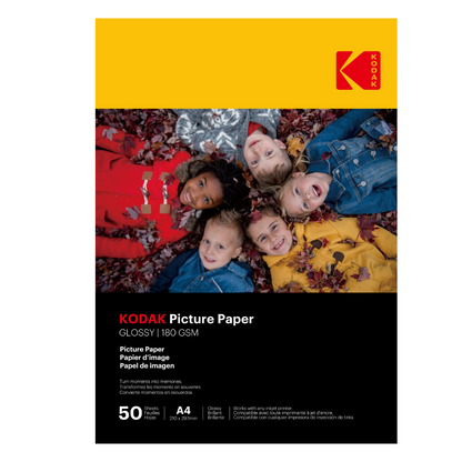 Kodak Picture Paper  Glossy  180 gsm  A4 Size x 50 Sheets