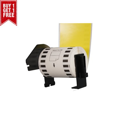 SKY DK-22606 Black on Yellow Continuous white Film Label  Tape 62mm x 15.24m for Brother QL Series Label Printers