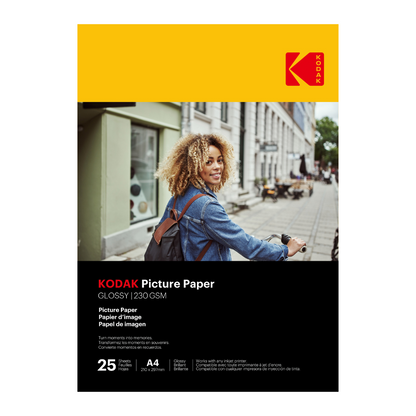 Kodak Picture Paper  Glossy  230 gsm  A4 Size x 25 Sheets