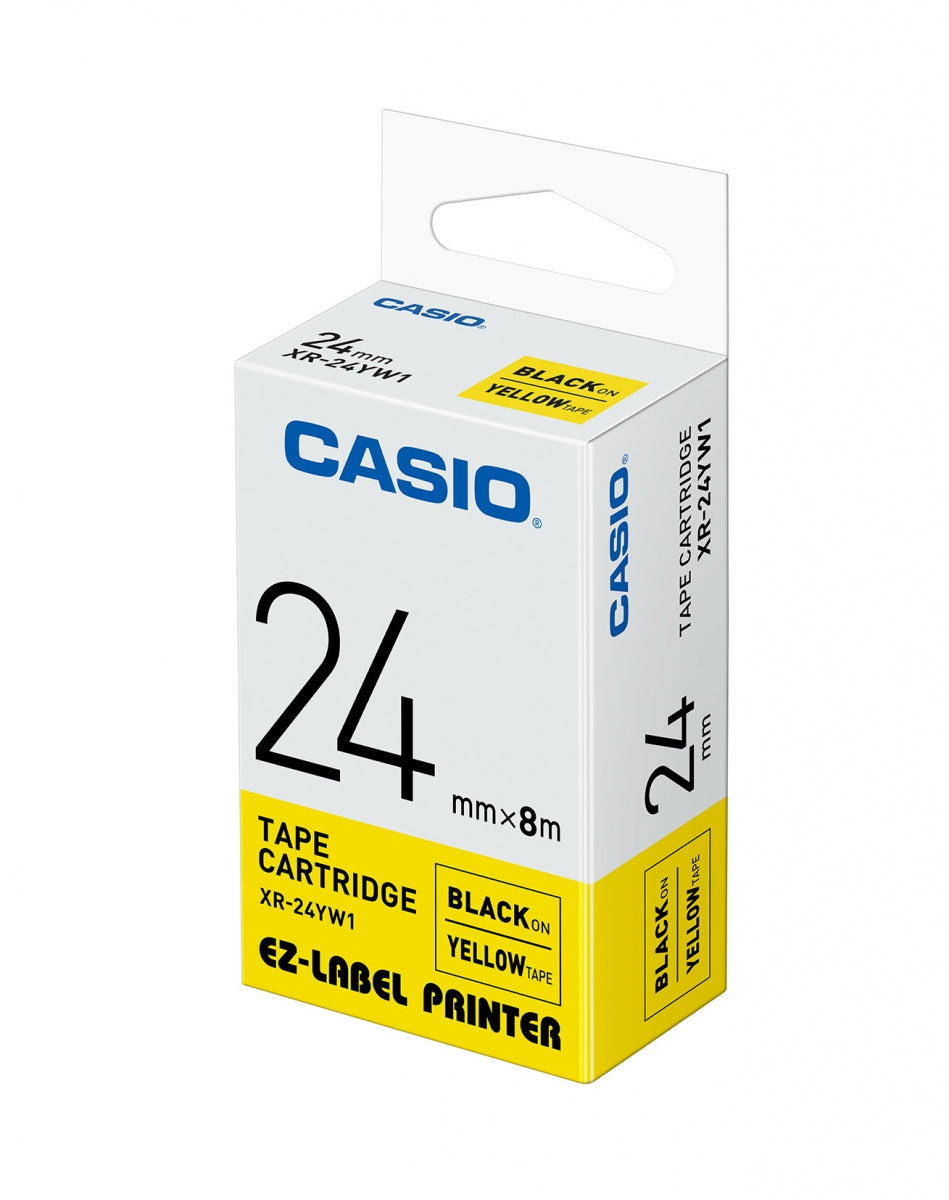 Casio 24mm Black on Yellow Labeling Tape  XR-24YW for Casio KL-820 label printer