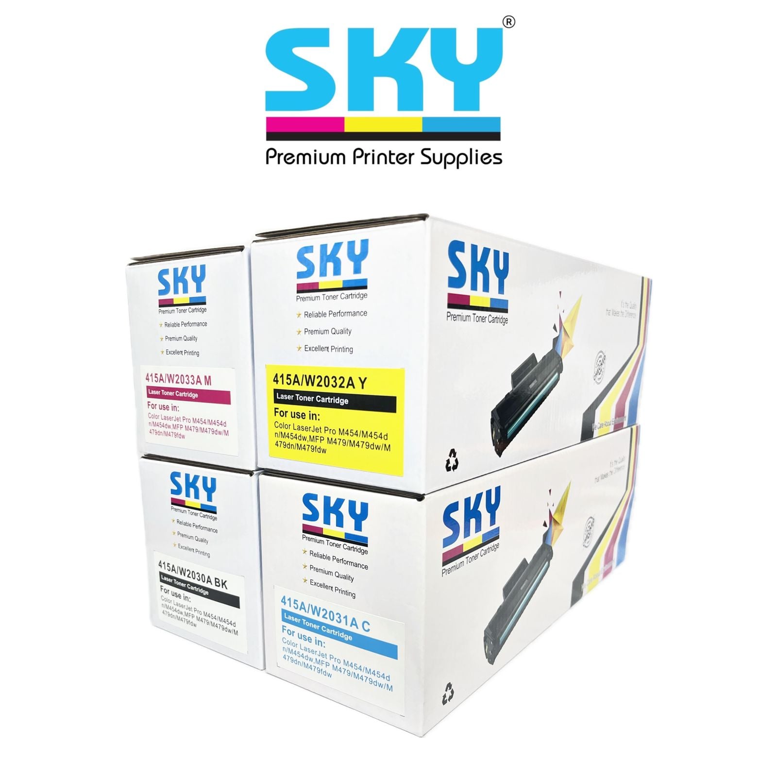 SKY 415A with Chip 4-Color Toner Cartridges set for HP Color LaserJet Pro M454 MFP M479