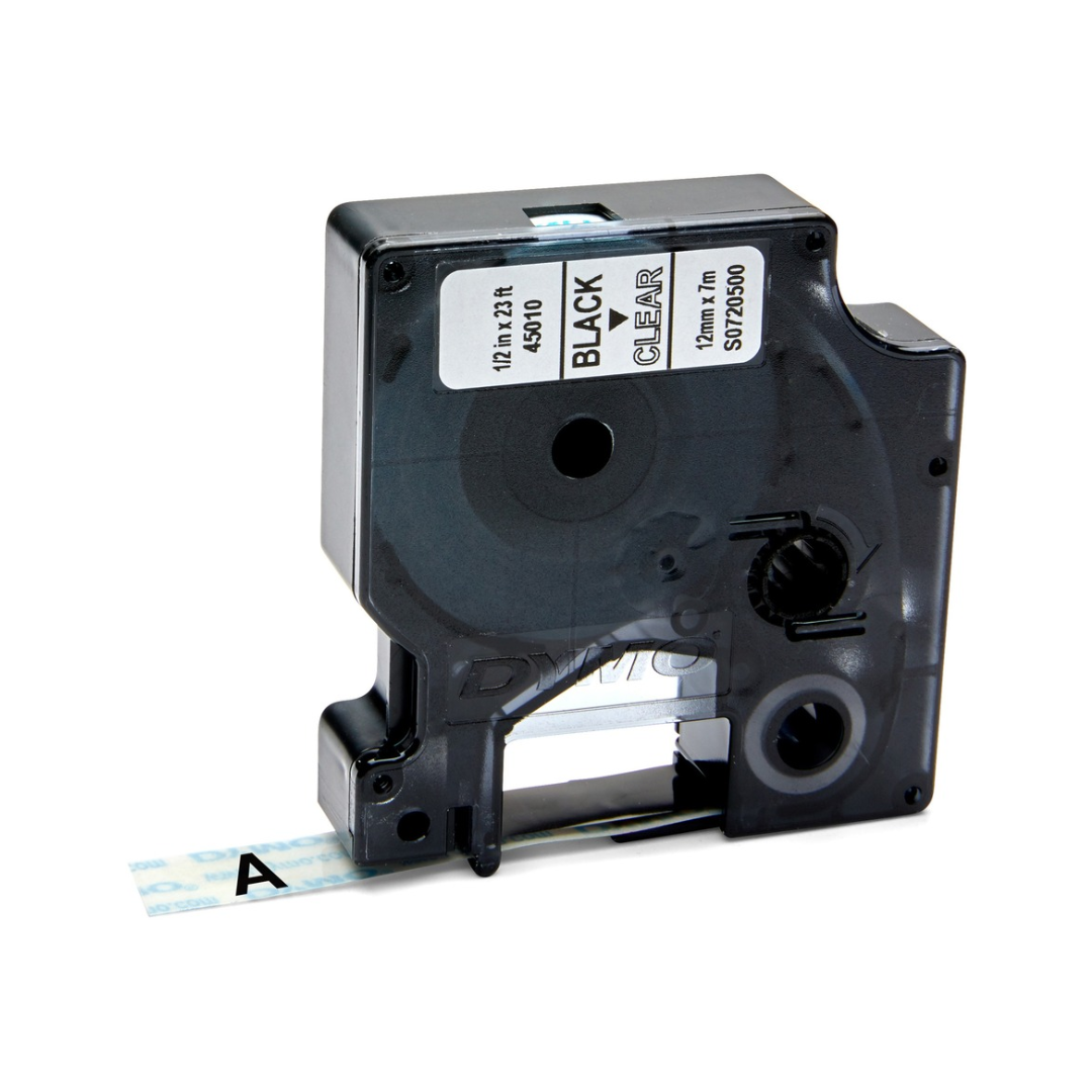 Dymo 12mm x 7 meter Black on Clear Tape Cartridge for Dymo  Label Printers 45010