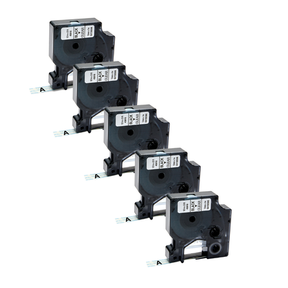 Dymo  5pack 45010 12mm x 7 meter Black on Clear Tape Cartridge for Dymo  Label Printers