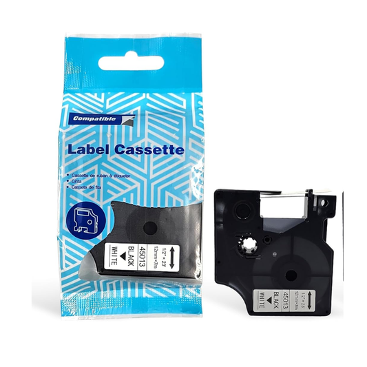 SKY Compatible DYMO 12mm Label Tape Black on White – for LabelManager