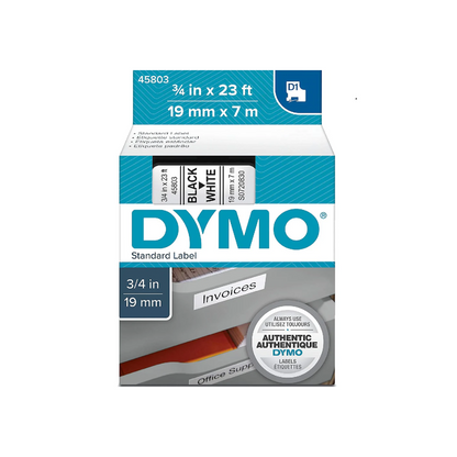 Dymo 45803, D1 Tape,19mm x 7m, Black on White