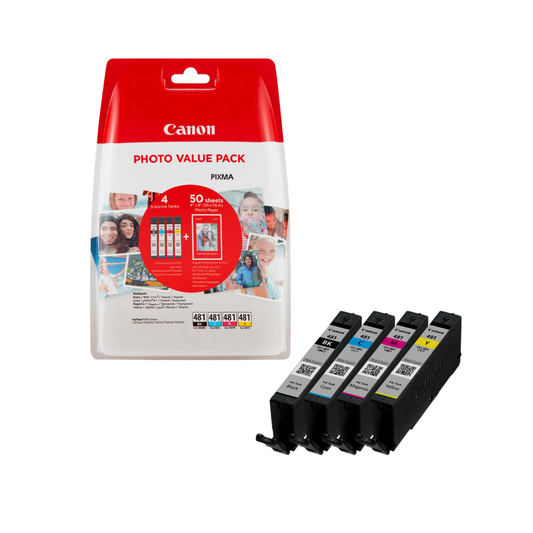 Canon PGI-481BK CLI-481 CMYK Genuine Ink & Photo Value Pack 