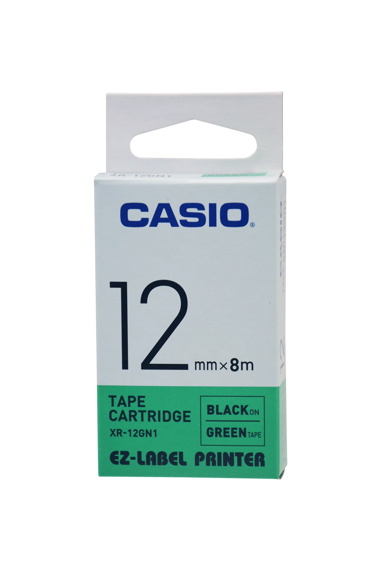 Casio 12mm Black on Green Labeling Tape  XR-12GN for Casio KL-820 label printer