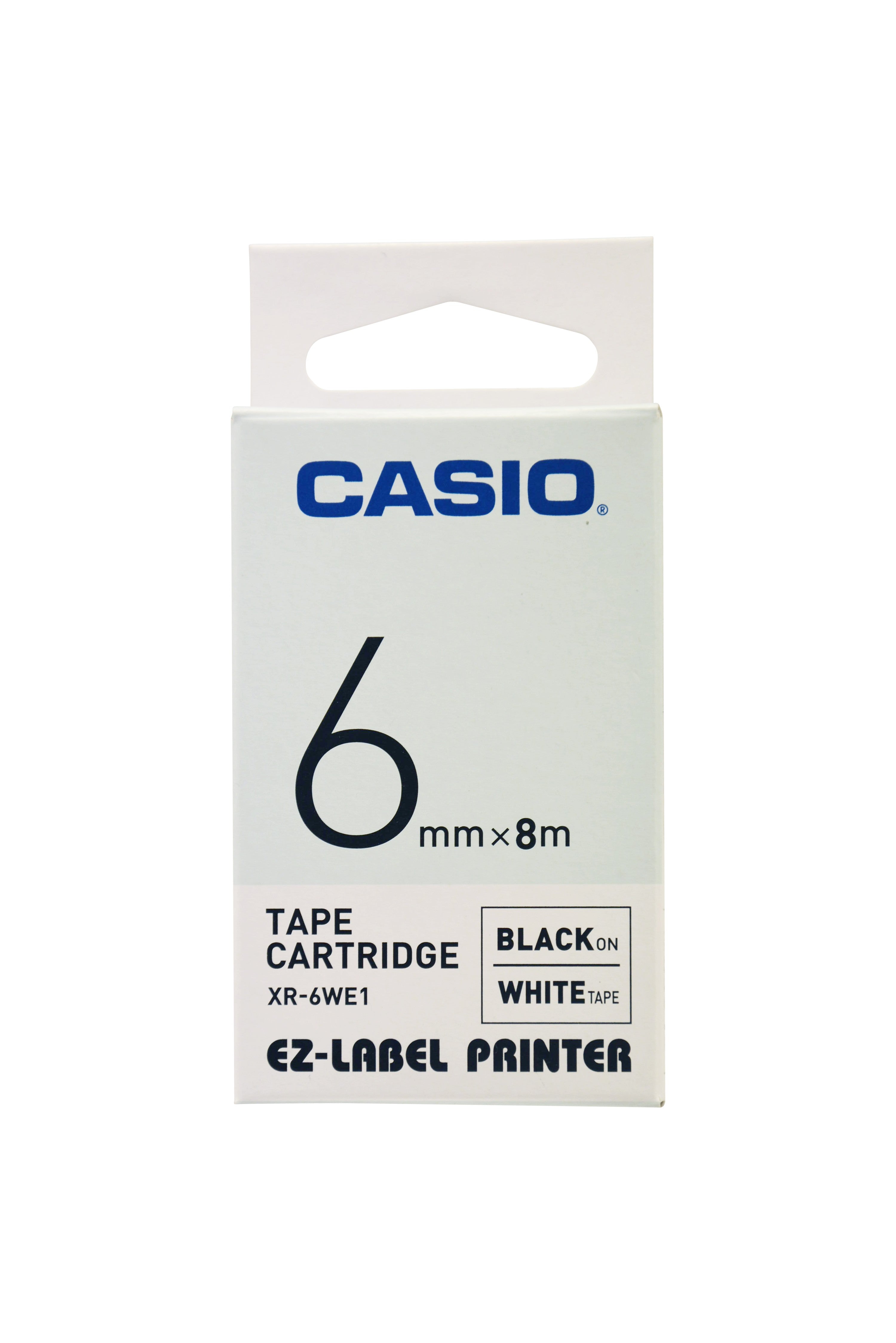 Casio 6mm Black on White Labeling Tape  XR-6WE1 for Casio KL-820 label printer