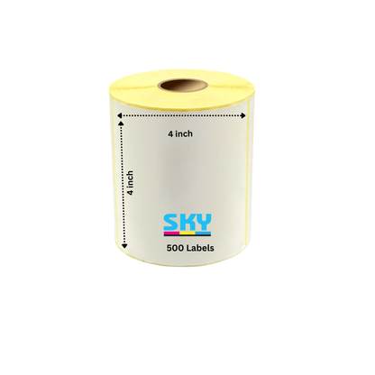 4x4 inch Direct Thermal Labels – 100mm x 100mm Self-Adhesive Sticker Roll (500 Labels/Roll)