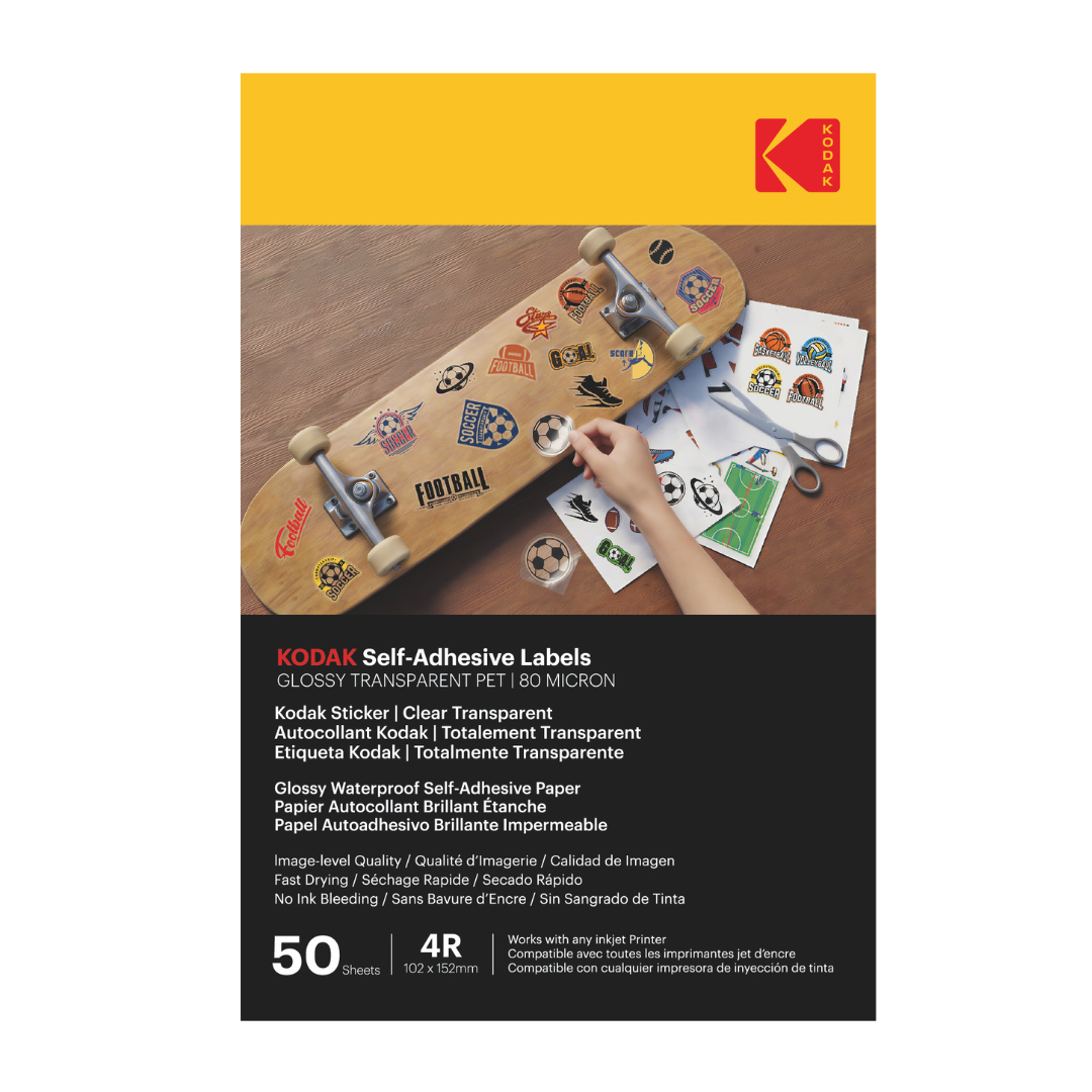 Buy Kodak Glossy Transparent PET Self-Adhesive Labels 4R (102 × 152 mm 