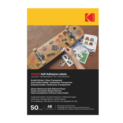 Buy Kodak Glossy Transparent PET Self-Adhesive Labels 4R (102 × 152 mm 
