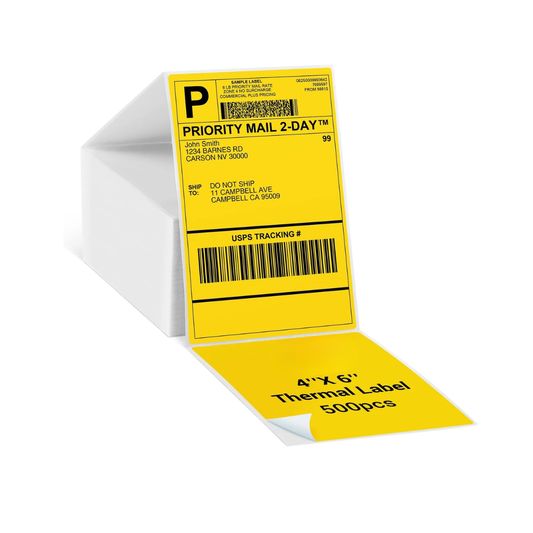 4 x 6 inch fanfold label yellow