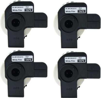4-PCS 62mm x 15.24m Continuous White Film Label Replacement for  DK-22212 for  QL Label Printers