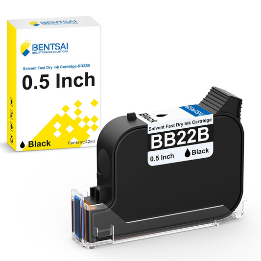 BENTSAI BB22B Original  Half Inch Solvent Ink Cartridge – Quick Dry  Ink for BT-HH6205B & BT-HH6205BL Handheld Inkjet Printer
