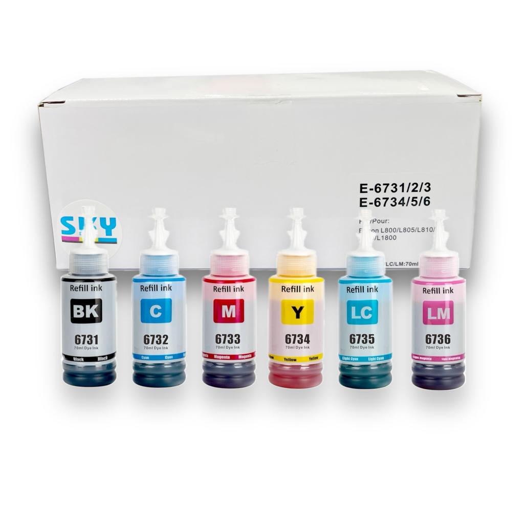 6-Color set 673 Compatible refill ink for Epson L801, L805, L1800, L800, L810, L850, L1300, L18050