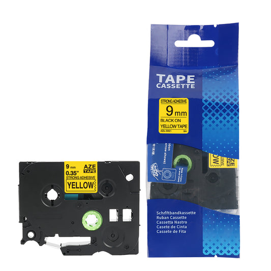 SKY  9mm Black on Yellow Strong Adhesive Label Tape 