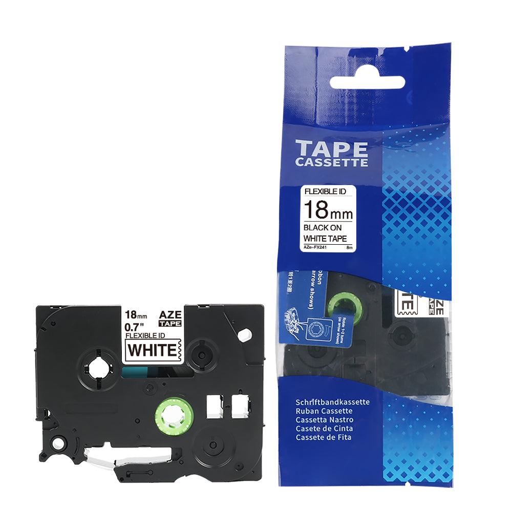 SKY  Black on White Flexi  Label Tape for Brother P-Touch Label Makers
