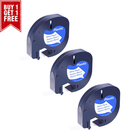 3pcs Compatible 91201 12 mm Black on White Plastic Label Tape for DYMO LetraTag Label Makers