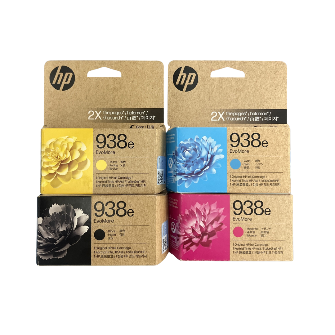 HP 938e EvoMore 4-Color set of High Capacity  Ink Cartridges for  HP Officejet Pro 9730 9110 9120 9130 9720  Series Printers