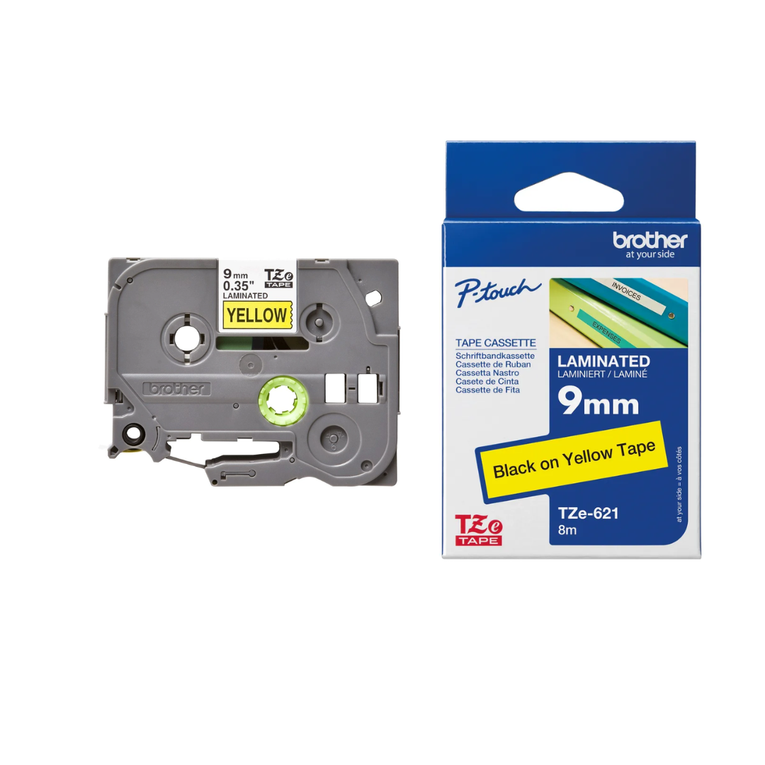 Brother Genuine Tz/Tze Black on Yellow Laminated Tape Cartridge for Brother P-touch Label Printers