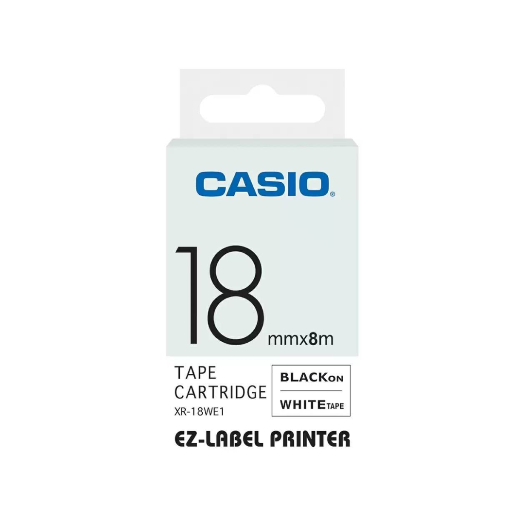 Casio 18mm Black on White Labeling Tape  XR-18WE1 for Casio KL-820 label printer