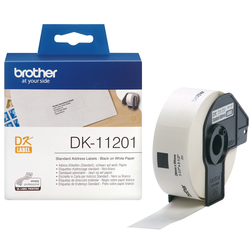 Brother DK 11201   Labels  29mm x 90mm - 400 Labels Black on White