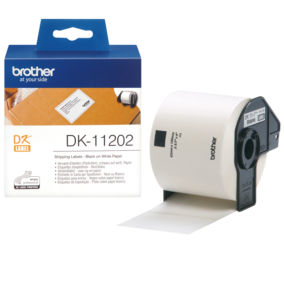 Brother DK 11202 Shipping Labels  62 x 100mm Black on White