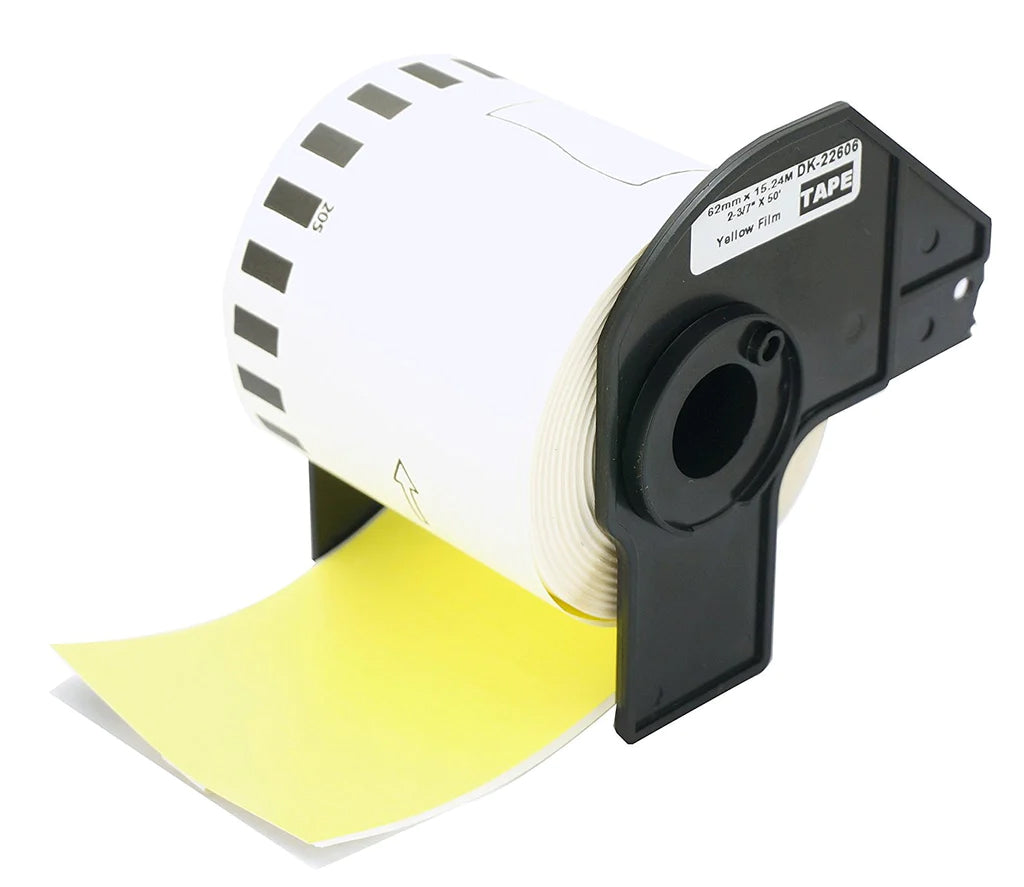 SKY DK-22606 Black on Yellow Continuous white Film Label  Tape 62mm x 15.24m for Brother QL Series Label Printers