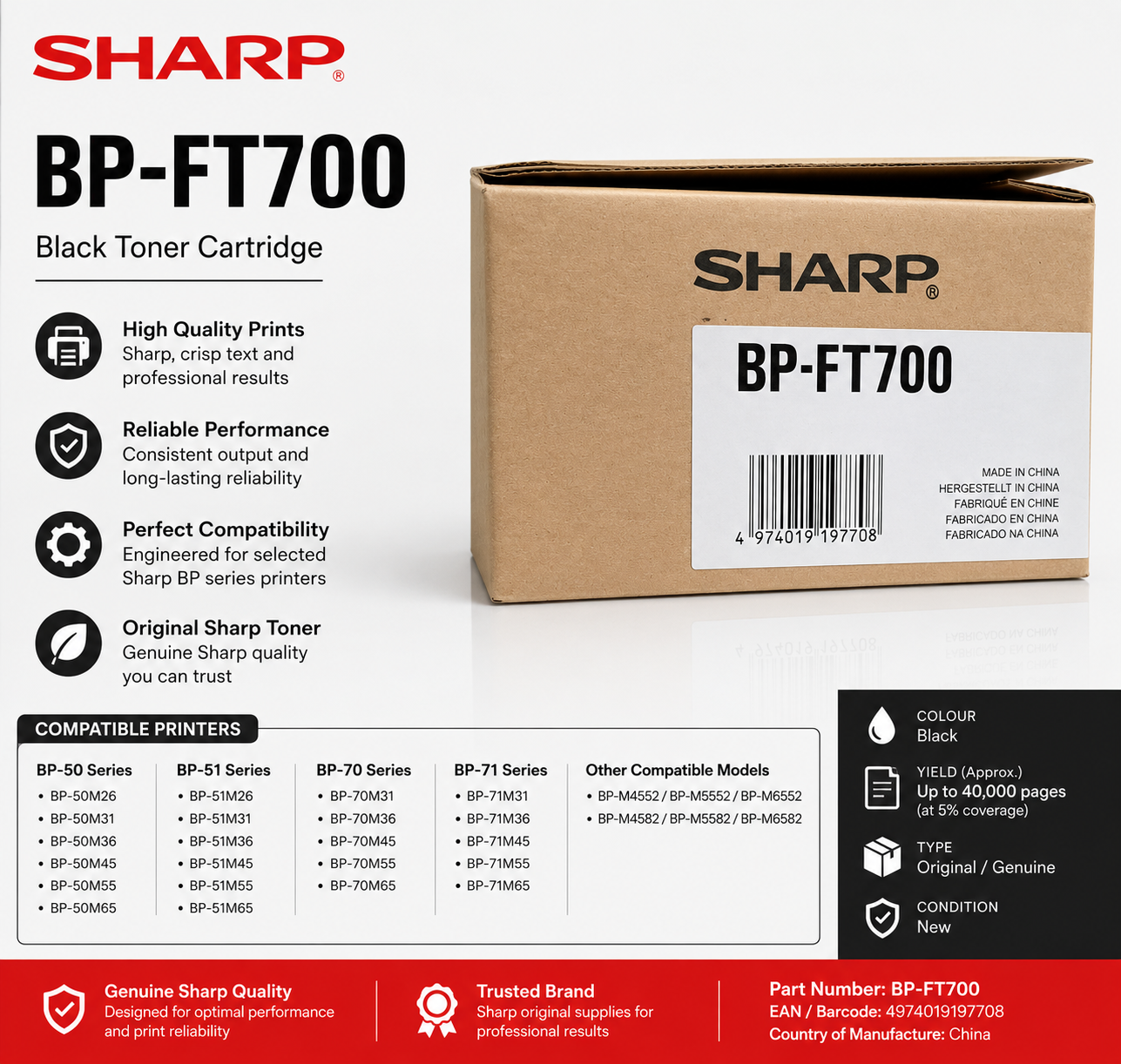 Sharp BP-FT700 Original Black Toner Cartridge UAE