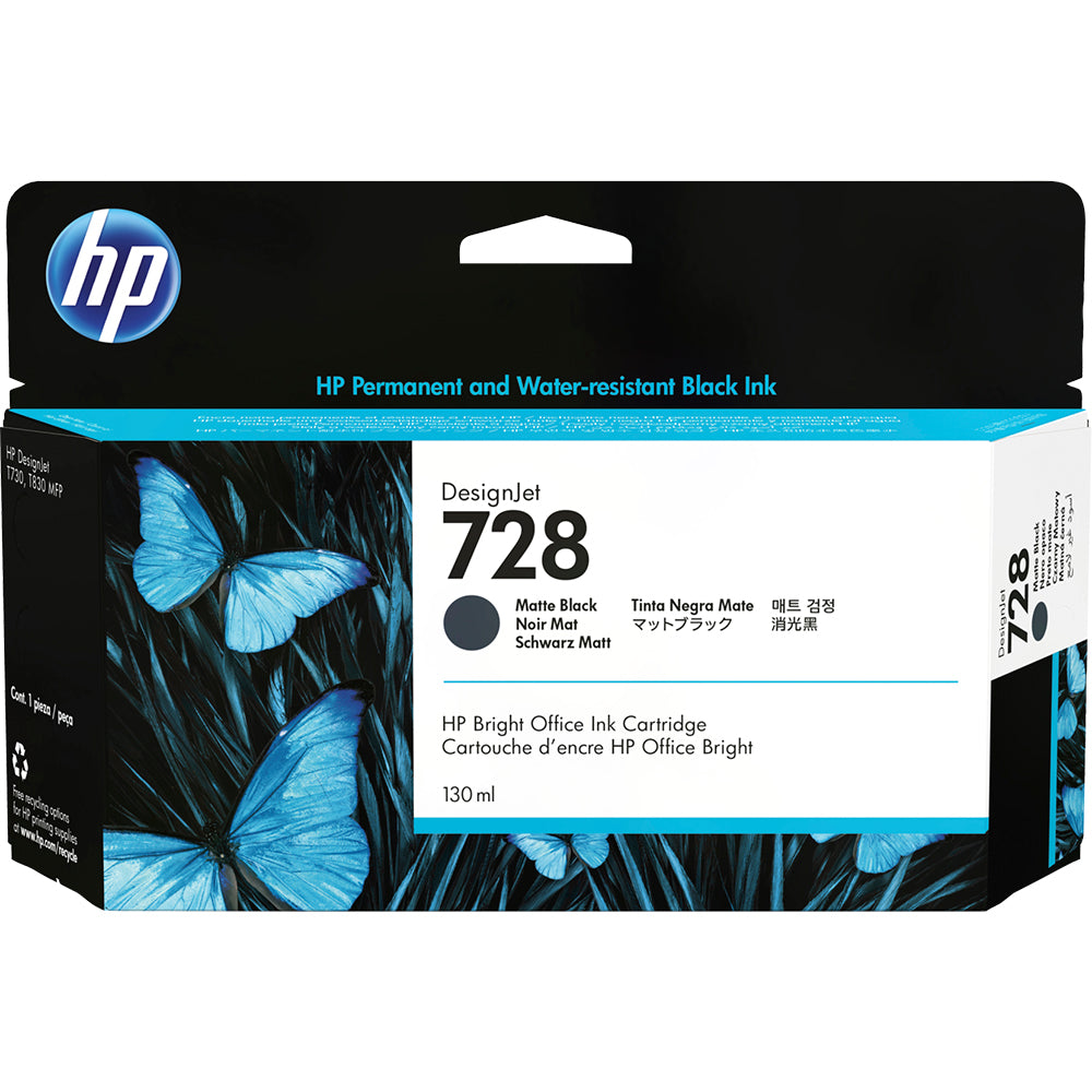 HP 728 matte black 130ml Plotter Ink Cartridge for HP DesignJet T730 & T830 MFP, in Dubai, UAE