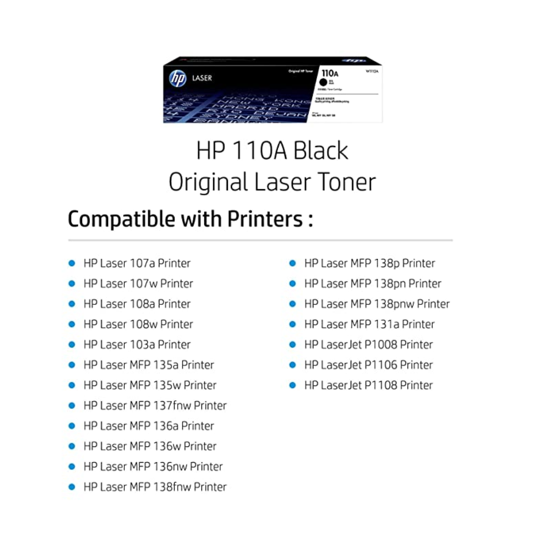 HP 110A Black Original Laser Toner Cartridge 1500 pages for HP 108 136  138 Printers