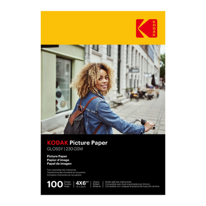 Kodak Picture Paper  Glossy  230 gsm  4R  - 4 "x 6"  Size x 100 Sheets