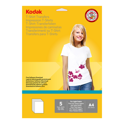 KODAK Light T-shirt Transfers  A4 size 5 sheets