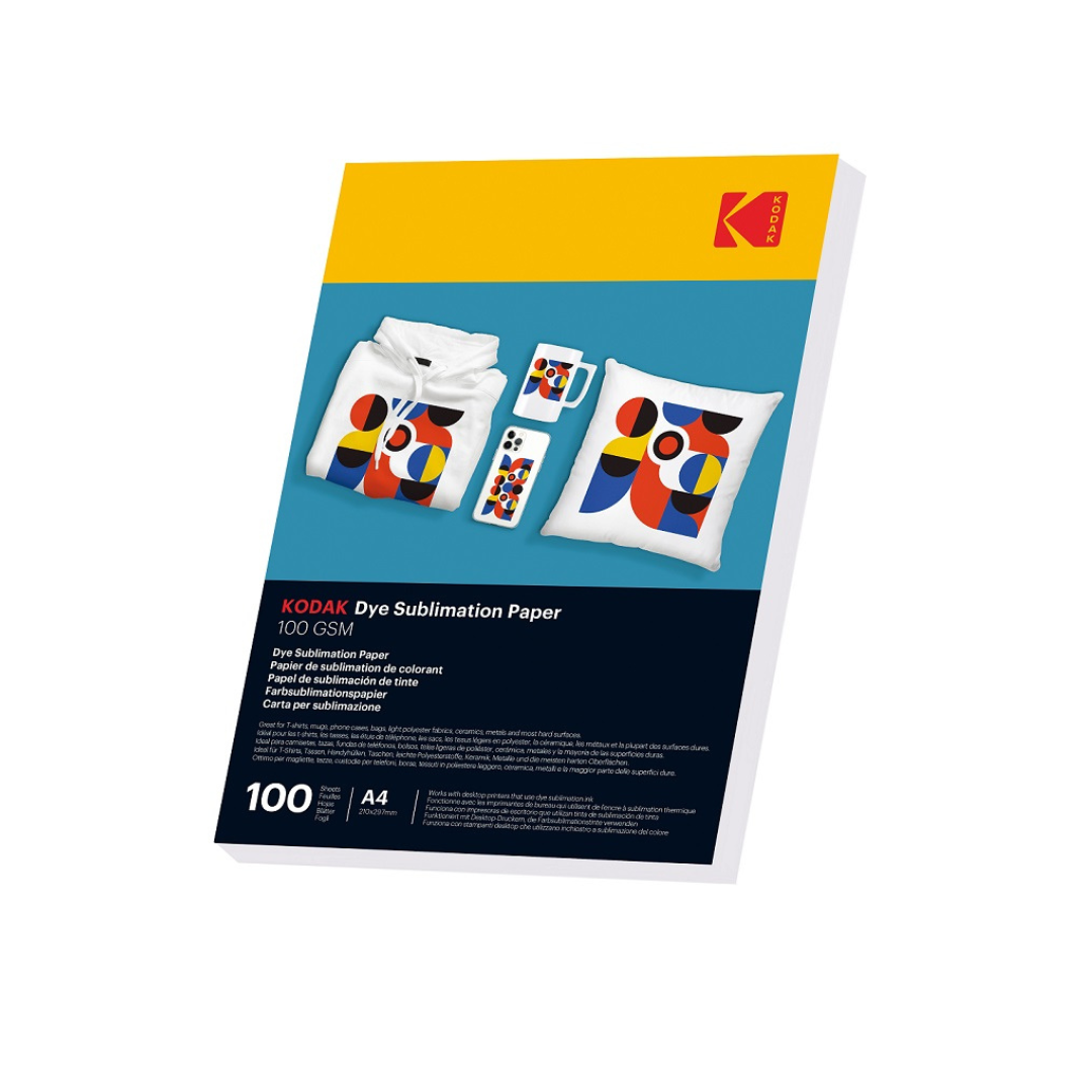 Kodak Sublimation Transfer Paper A4  100 GSM For T-Shirt, Mugs & Banners - 100 Sheets Pack