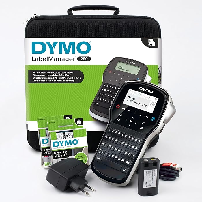 Dymo LabelManager LM280 Rechargeable Handheld Label Maker Kit with 2 D ...