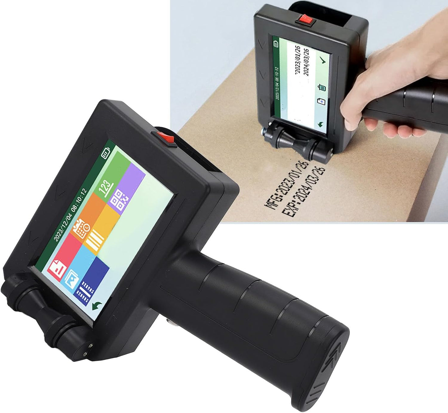 12.7mm with 4.3 inch HD Touch Screen Portable Handheld Thermal Inkjet Printer  for  Batch Code, Date, Barcode, Label Printing on Wood, Metal, Plastic, Carton