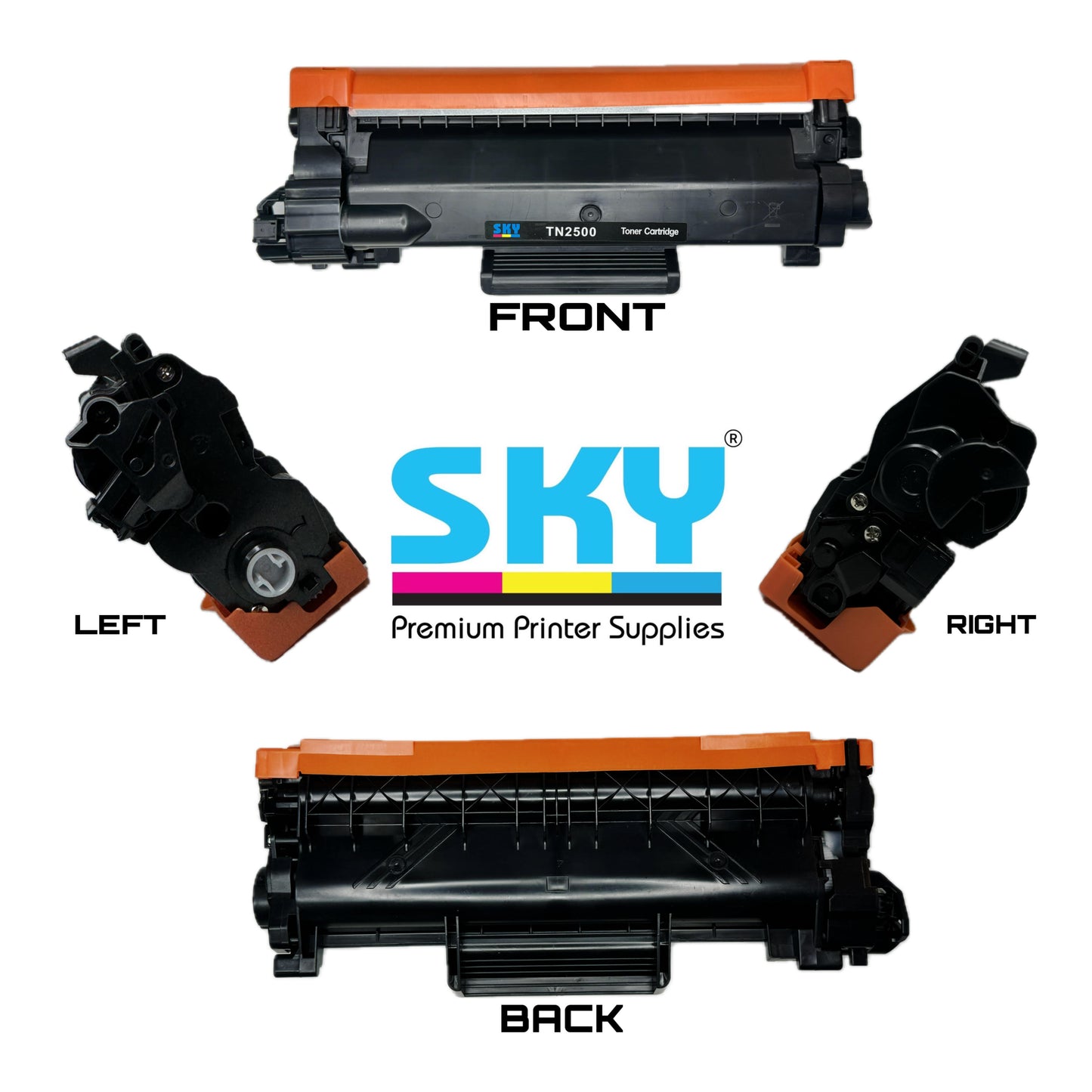 SKY 2PCS TN-2500 Black Toner Cartridge 1200 Pages for HL-L2460DN DCP-L2640DW