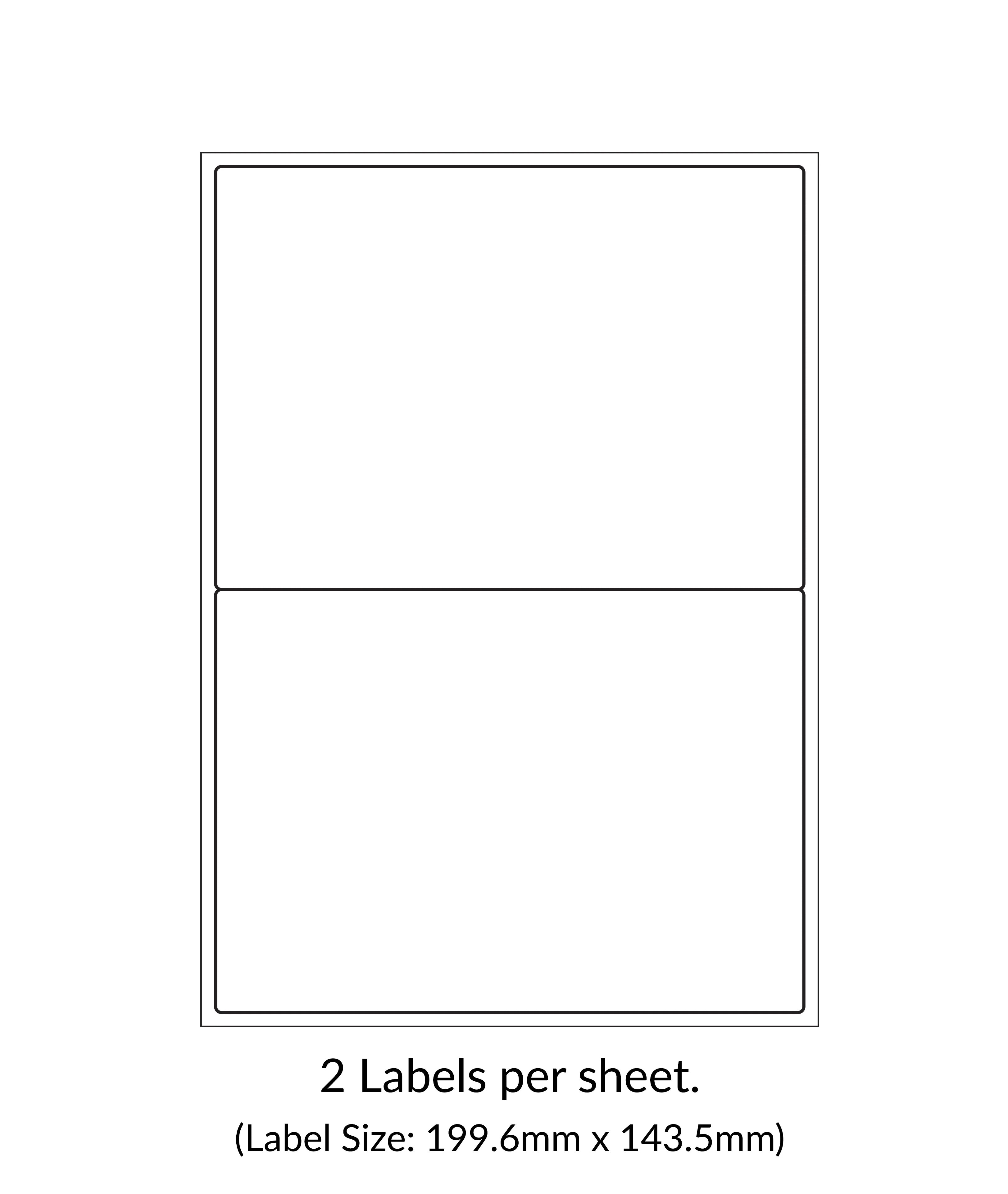 2 Labels per A4 Sticker Paper / Label Paper for Inkjet and Laserjet Printing- 100 Sheets - 200 Labels  per pack