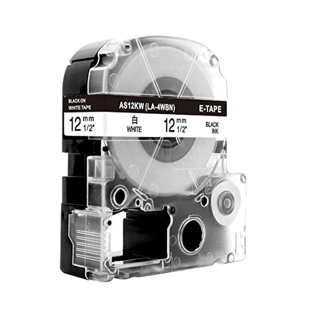 SKY 12 mm x 8 meter Label Tape Cartridge for Epson LabelWorks and KingJim TepraPro Label Printers