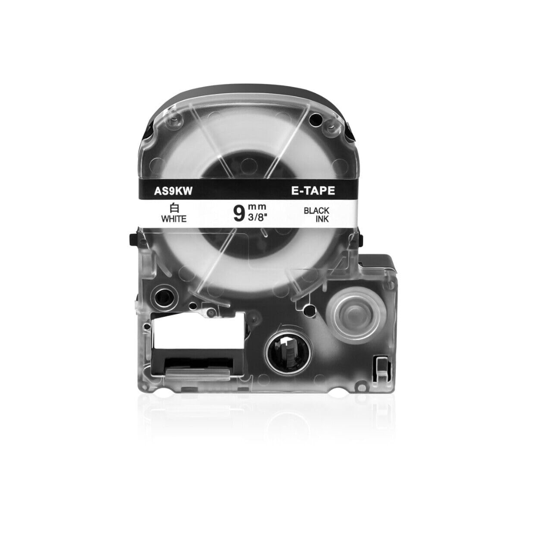 SKY 9mm x 8 meter Label Tape Cartridge for Epson LabelWorks and KingJim TepraPro Label Printers