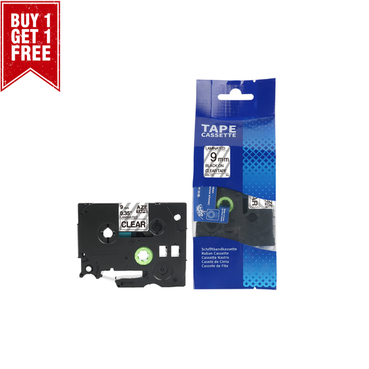 Compatible TZe-121 Label Tape – 9mm Black on Clear for Brother P-touch Printers
