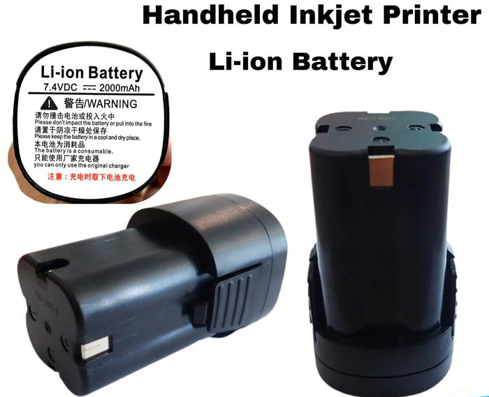 Handheld inkjet printer with a Li-ion battery on a white background