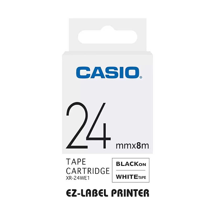 Casio 24mm Black on White Labeling Tape  XR-24WE1 for Casio KL-820 label printer