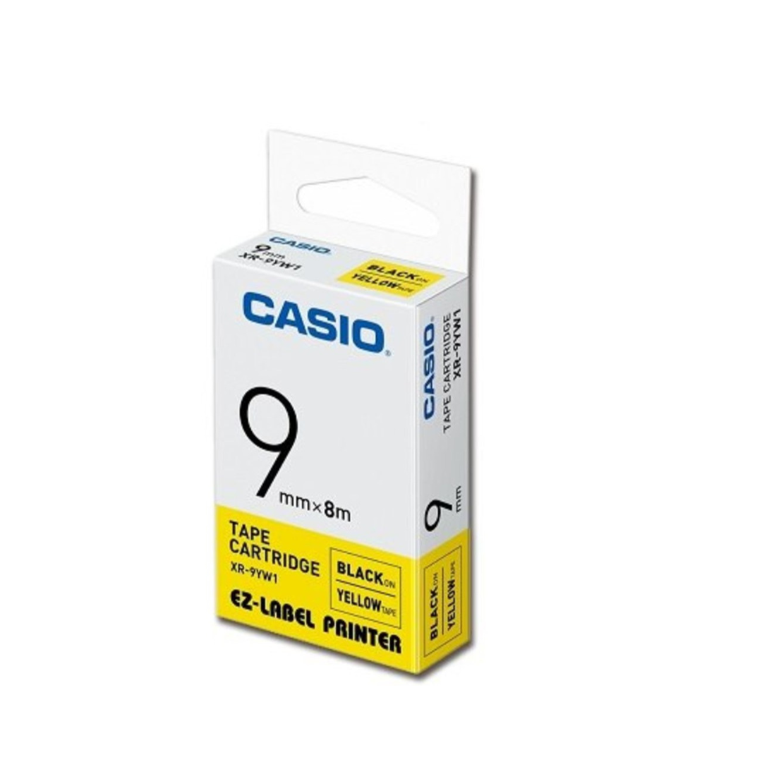 Casio 9mm Black on Yellow Labeling Tape  XR-9YW1 for Casio KL-820 label printer