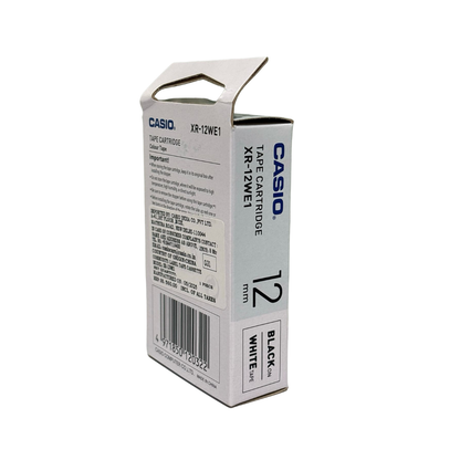 Casio 12mm Black on White Labeling Tape  XR-12WE for Casio  label printers