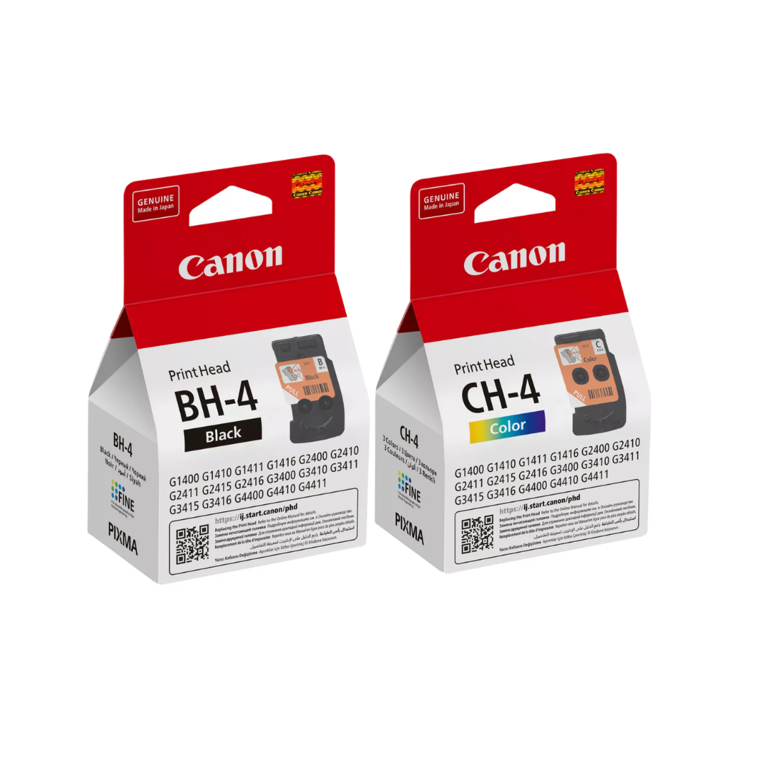 Two Canon printheads, one black (BH-4) and one color (CH-4), 
