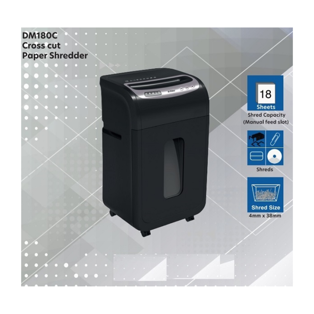 Maxi Paper Shredder 18-Sheet Cross-Cut, 28 Litres Shredder for Home and Office Heavy Duty, Shred Paper Clips, Staples and Credit Cards: