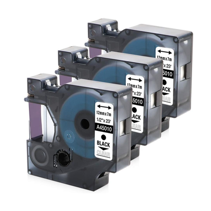 3-Pcs Compatible  Black on Clear D1 45010 Label Maker Refill Cassette for LabelManager 160